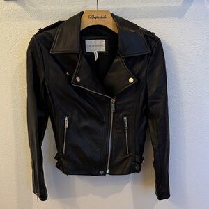 BCBGMaxAzria Women's Sleek Black Leather Jacket